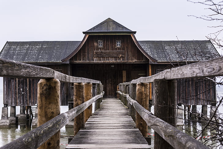 ammersee, boat house, frozen, water, lake, web, bavaria