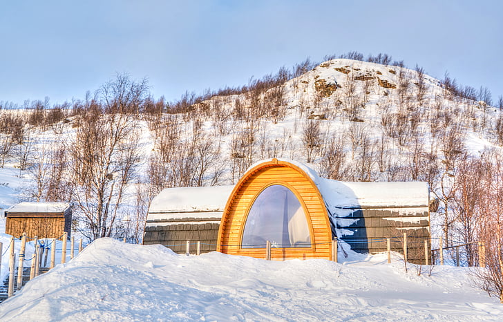 Kirkenes, Norge, arkitektur, bergen, landskap, snö, naturen