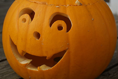 Dynia, Duch dynia, twarz, Halloween, jesień, halloweenkuerbis, pomarańczowy