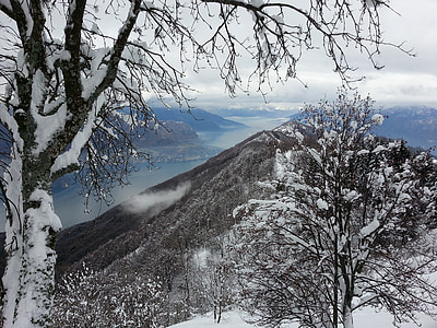 Lago de como, nieve, Alpes, invierno, Gobierno