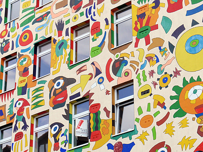 Fassade, Graffiti, Kunst, Kreativität, Malerei, Fassade des Hauses, Wand