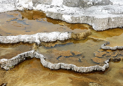 enxofre, água, amarelo, Parque Nacional, Yellowstone