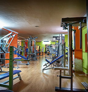 fitness studio, training, bless you, force, sport, fitness room, weight plates