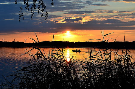 solnedgang, Lake, abendstimmung, natur, romantikk, solen, landskapet