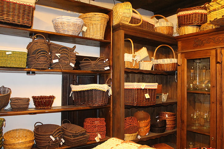 košíky, klobouky, tkaní, obchod, tradiční