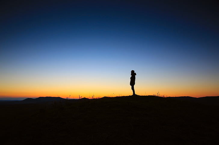 twilight, alone, sunset, dawn, nature, person, outdoor