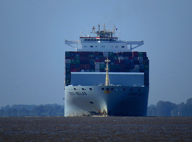 elbe, maritime, transport, container ship, seafaring, ship, water
