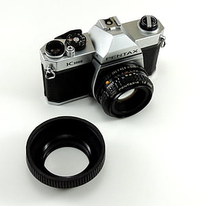 fotoaparát, fotografické, analógové, Bývalá, 50 mm, objektív, Pentax