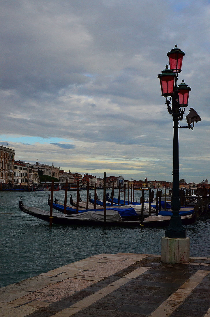 venice, italy, water, channel, bay, clouds, partly cloudy