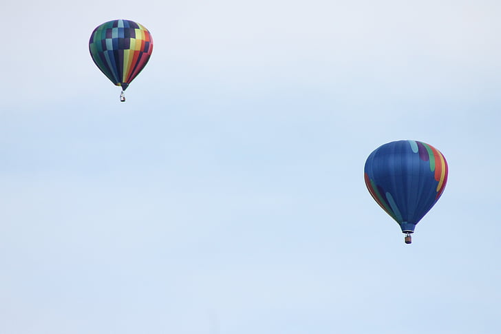 horkovzdušné balóny, obloha, vzduchu, bublina, modrá, letu, zábava