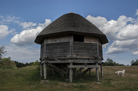 home, thatched roof, reed, vacation, log cabin, sky, building