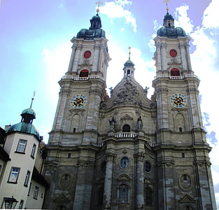 cathedral, monastery church, east side, construction art, architecture, old town, st gallen