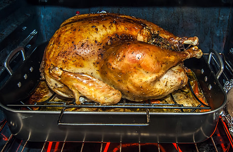 turkey, oven, dinner, meal, cooking, roast, roasting