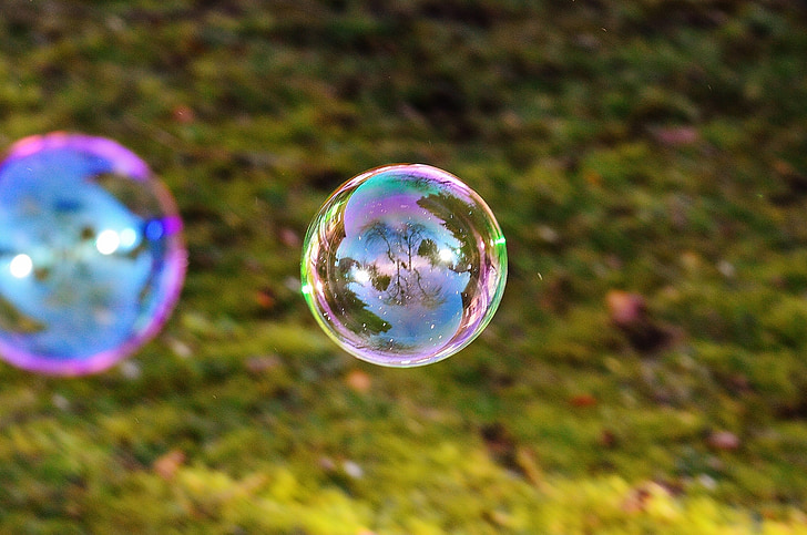 Såpbubblor, färgglada, bollar, tvål och vatten, göra såpbubblor, Float, spegling