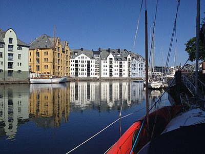 barco de vela, Alesund, Puerto, Noruega