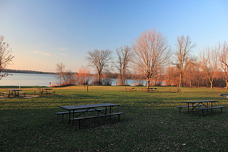 krajobraz, dekoracje, na piknik, Jezioro, wody, Wisconsin, Natura