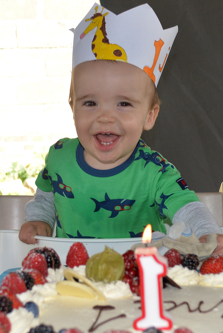 το παιδί, Ευτυχισμένο, χαρά, γενέθλια, τούρτα γενεθλίων, γέλιο, άτομα