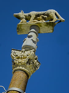Italia, -wolf, Rómulo y Remo, cielo, columna, escultura, arquitectura