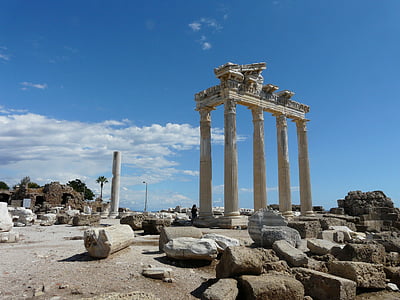 side, Temple, halvøen, antikken, Tyrkiet, bygning, søjleformede