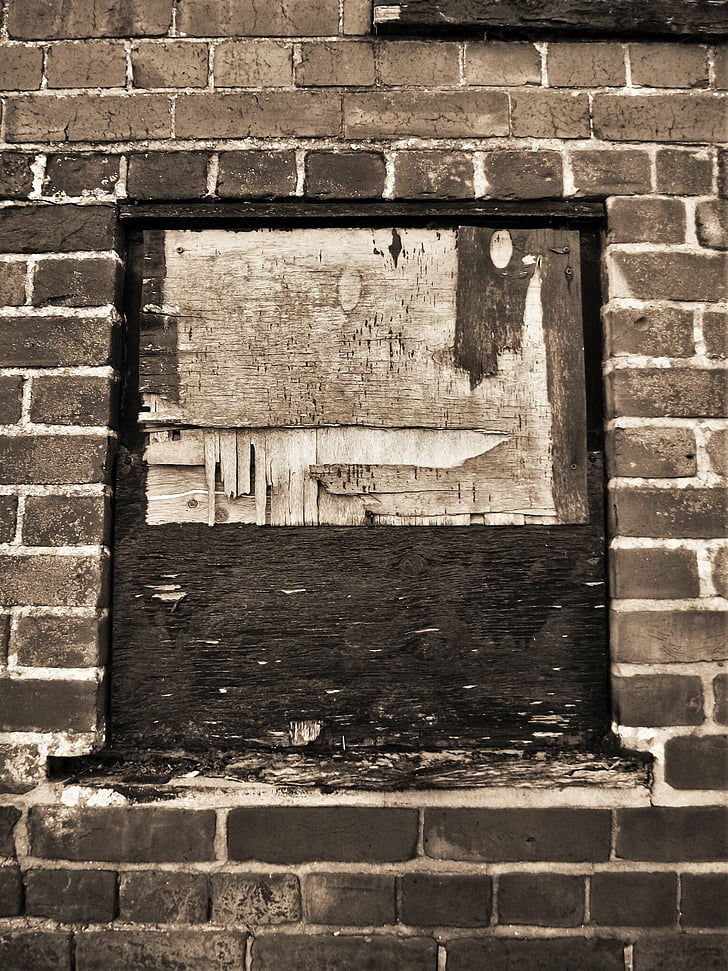 derelict, boarded window, abandoned, old, building, empty, boarded