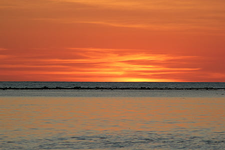 solen, Sunset, refleksion, havet