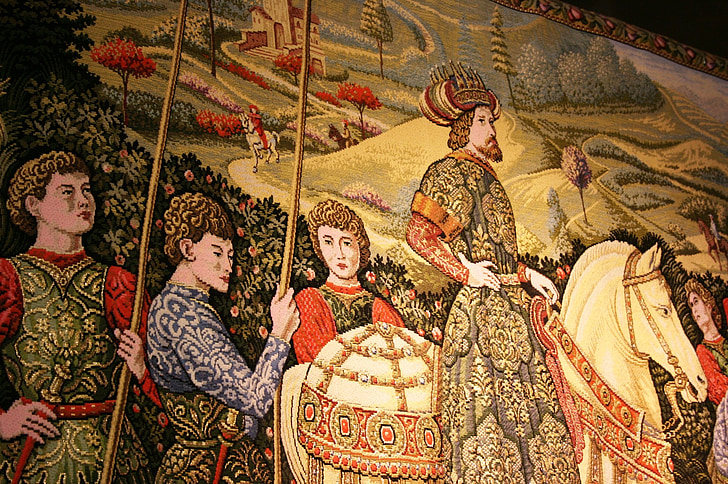 tapestry, knights, middle ages