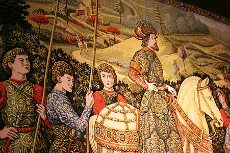 Wandteppich, Ritter, im Mittelalter