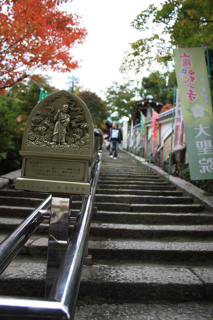 Iwakuni, Japão, passos, árvores, do lado de fora, céu, Templo de