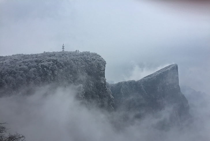 Zhangjiajie, Zima, snijeg, magla, na otvorenom, priroda, dan