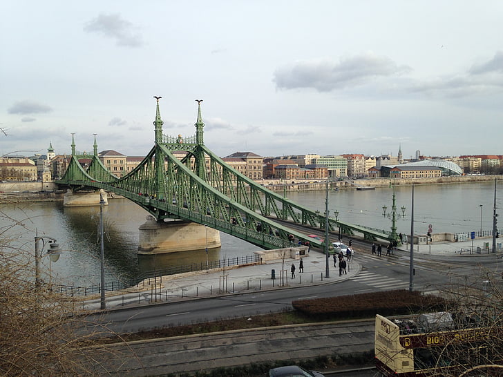 Budapest, Bridge, floden, staden, Ungern, arkitektur, hösten