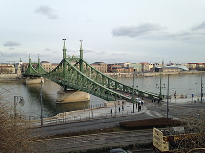 Budapest, puente, Río, ciudad, Hungría, arquitectura, otoño
