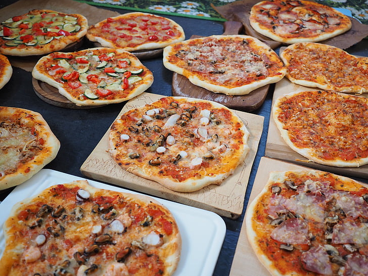 pizzas, leve ao forno, nutrição, comer, comida, delicioso, cozinhar