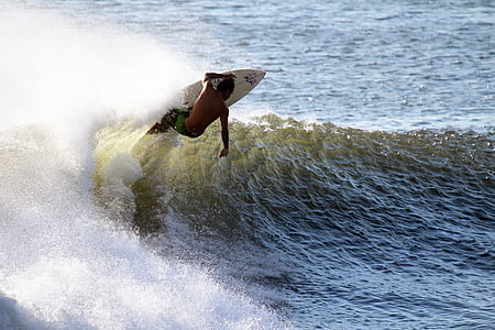 surfer, wave, riding, ocean, sea, water, summer
