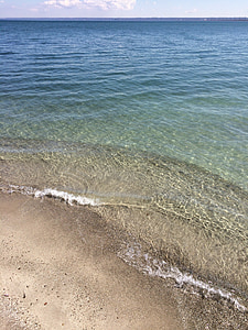l'aigua, clar, transparents, ones, riba, Costa, calmant