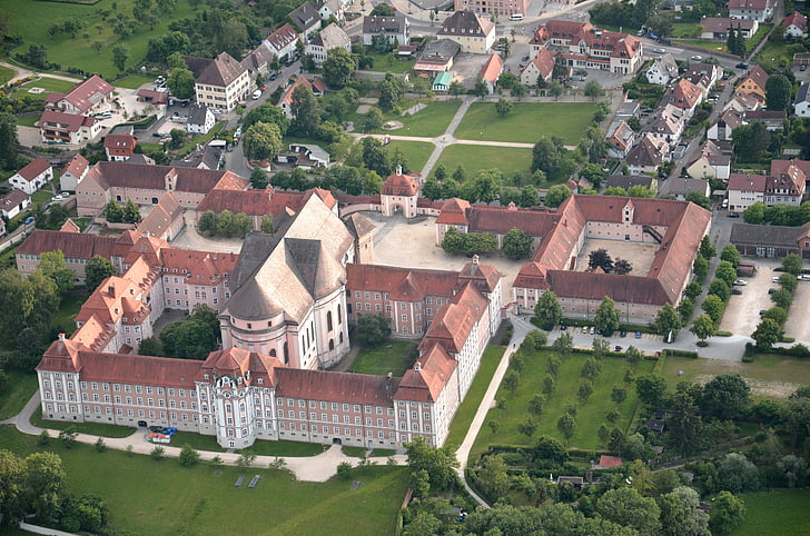 Manastirea, Sfânt, Vezi pasăre ochi, mare, clădire, Vezi, Germania