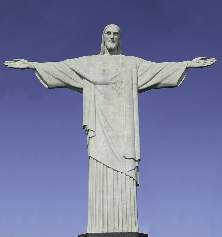 la statue du Rédempteur du Christ, Rio, Brésil, Rio de janeiro, statue de 30 mètres de haut, Cristo redentor, point de repère