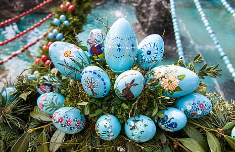 Pääsiäinen, pääsiäismunia, värikäs, tulli, maalattu muna