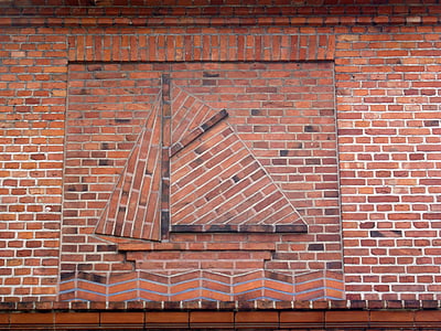bateau à voile, mur, brique, rouge, verzeirun, Nord, bâtiment