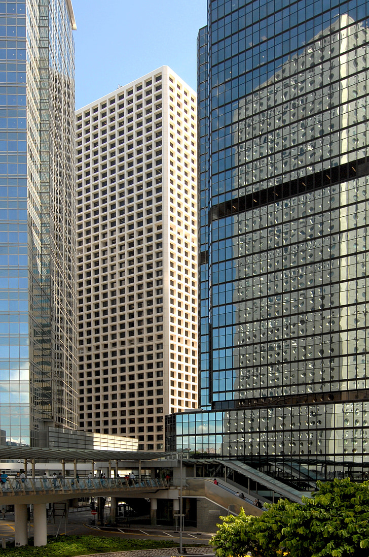 Hong kong, skyskrapor, arkitektur, glasfasader