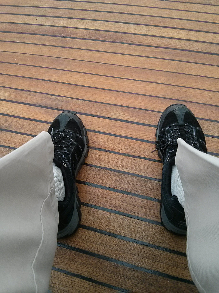 boat deck, deck, wood, wooden, decking, shoes, legs