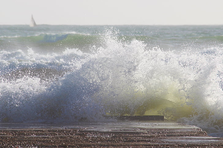 wave, sea, surf, spray, foam, crusher, ocean