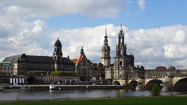 Dresden, Frauenkirche, brühlova terrass, Terrassenufer, Altstadt, Tyskland, historia