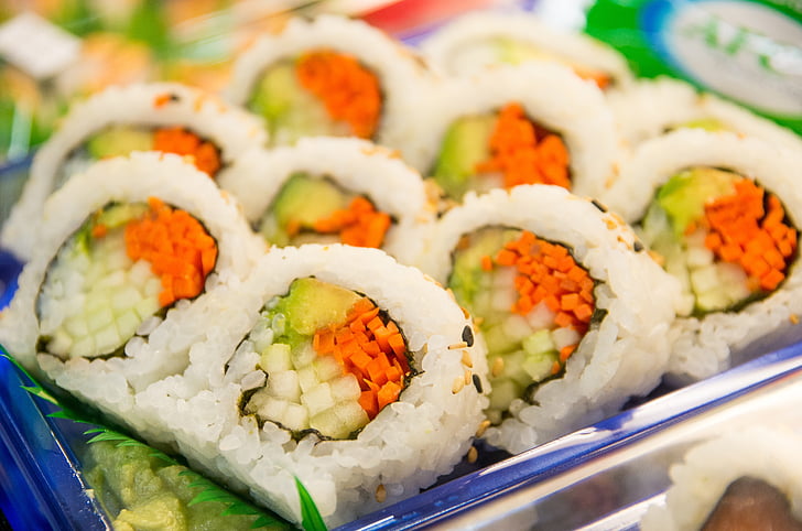 sushi, roll, ikan, Jepang, makanan laut, Makanan, beras