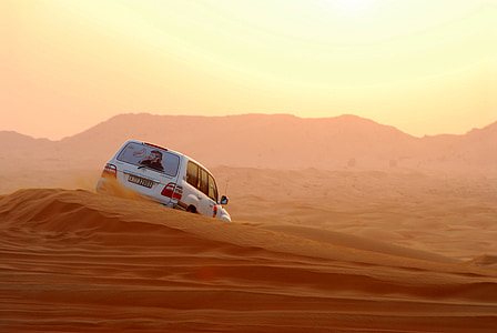gurun, pasir, matahari terbenam, Dubai, Arab, menurun