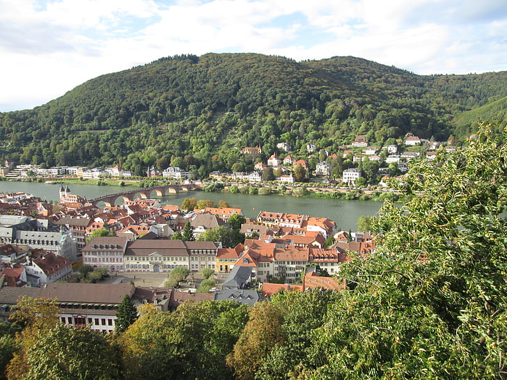 Heidelberg, Tyskland, staden, gamla stan, Bridge, Neckar, floden