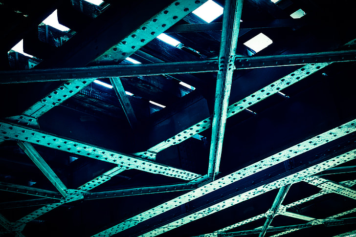 Σίδερο, γέφυρα, μέταλλο, χάλυβα, δομή, υποστήριξη, βιομηχανική