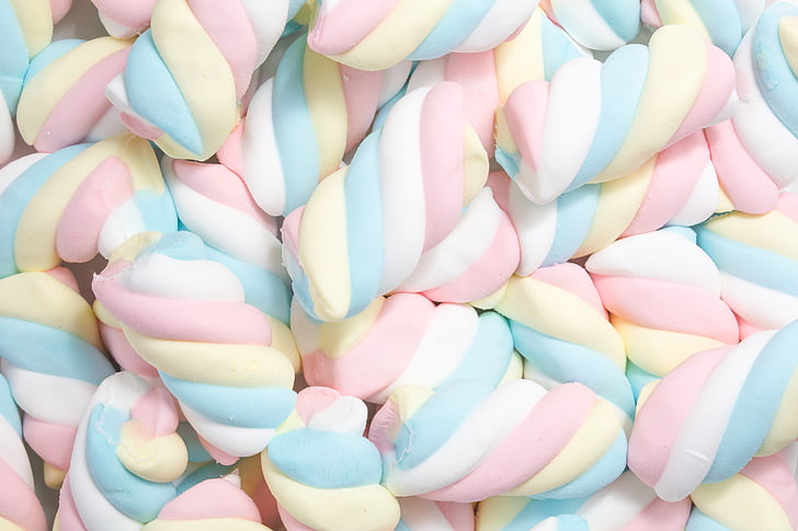 marshmallow, fluffy, søt, spiral, pastell, farger