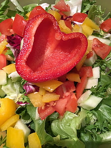 salad, dinner, tomatoes, eating, kitchen, food, eat