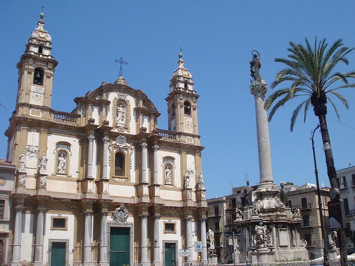 Palermo, Sicilija, ljeto, plama, spomenik, Crkva, grad