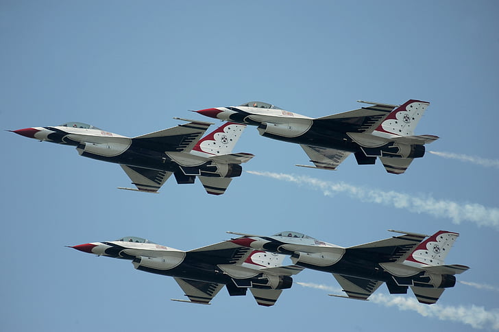 air show, thunderbirds, military, us air force, aircraft, jets, planes